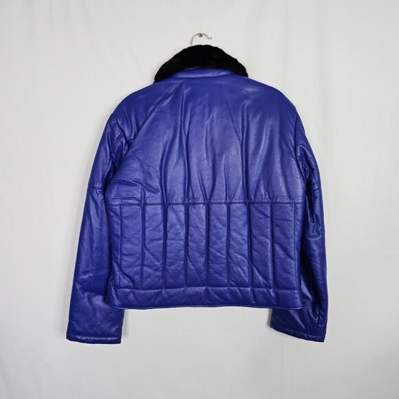 NEW WILSONS LEATHER Bomber Jacket Coat PURPLE BLUE size S Fall Winter Preppy Y2K - Picture 6 of 8